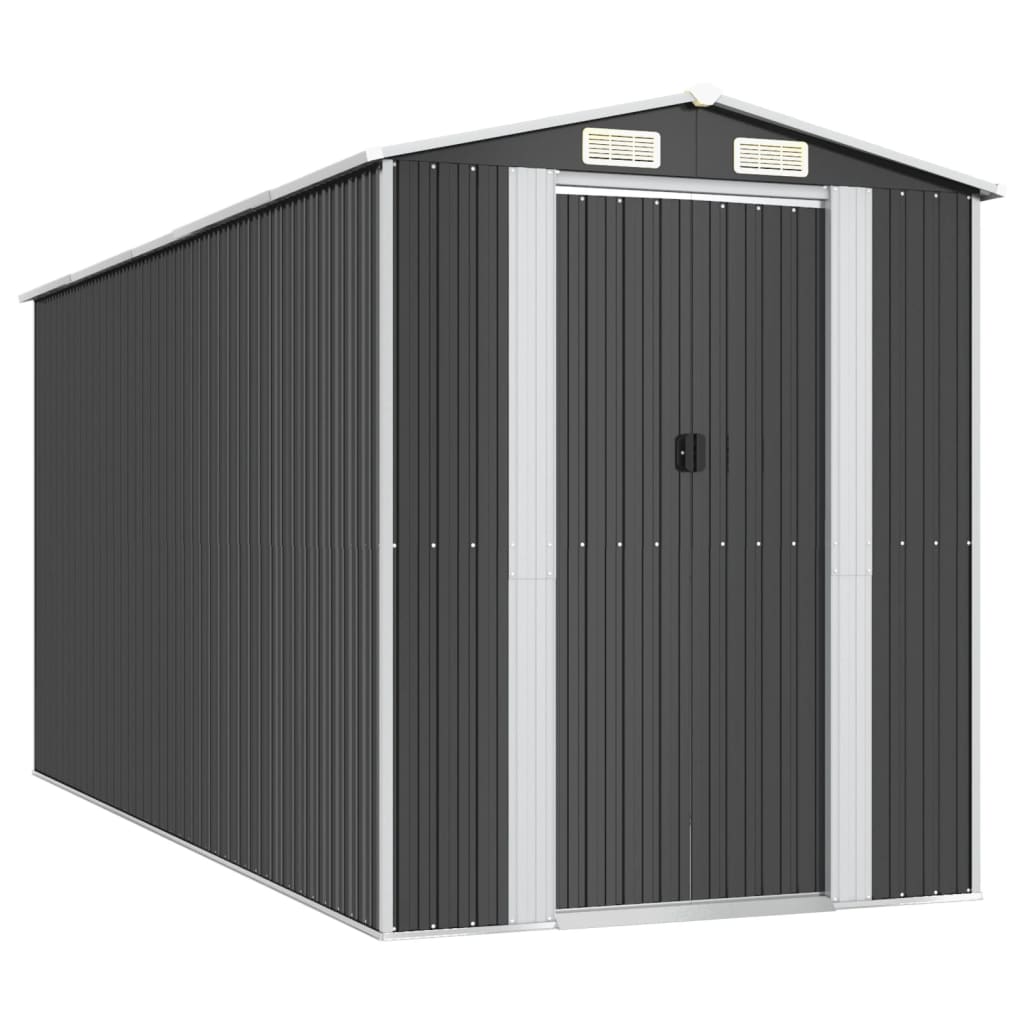 vidaXL Garden Shed Anthracite 75.6"x173.2"x87.8" Galvanized Steel