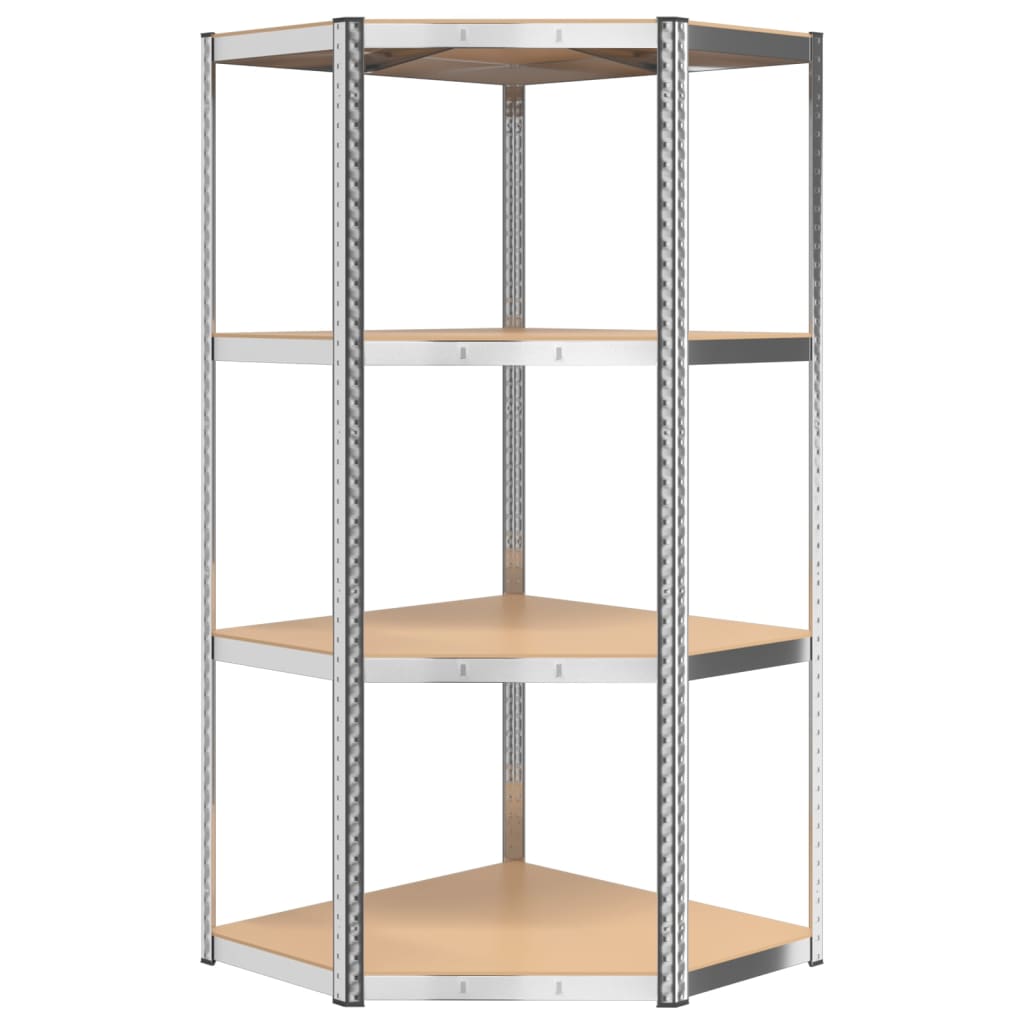 vidaXL 4-Layer Shelves 4 pcs Silver Steel&Engineered Wood