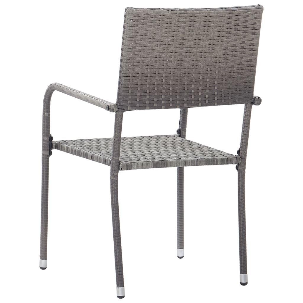 vidaXL Patio Dining Chairs 4 pcs Stackable Gray Poly Rattan