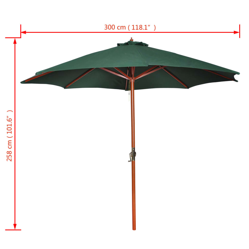 vidaXL Garden Parasol Green 101.6"