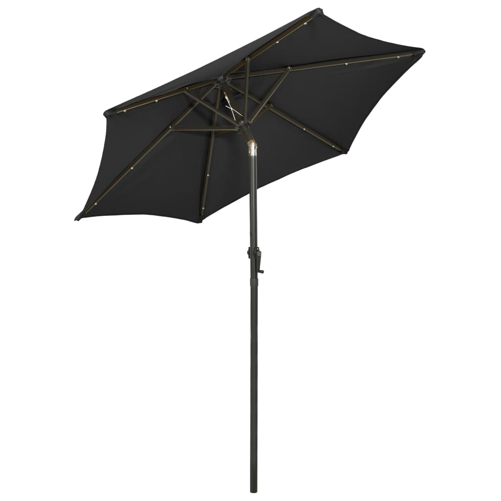 vidaXL Garden Parasol with LED Lights Black 78.7"x83.1" Aluminum