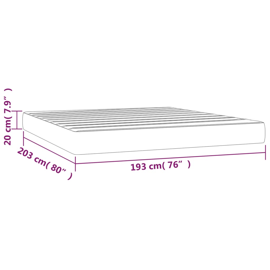 vidaXL Pocket Spring Bed Mattress Light Gray 76"x79.9"x7.9" King Velvet