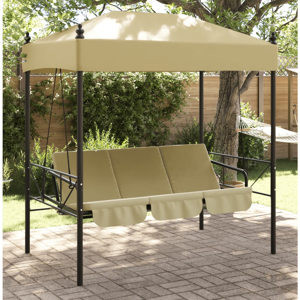 vidaXL Patio Swing Bench with Canopy Sand Steel