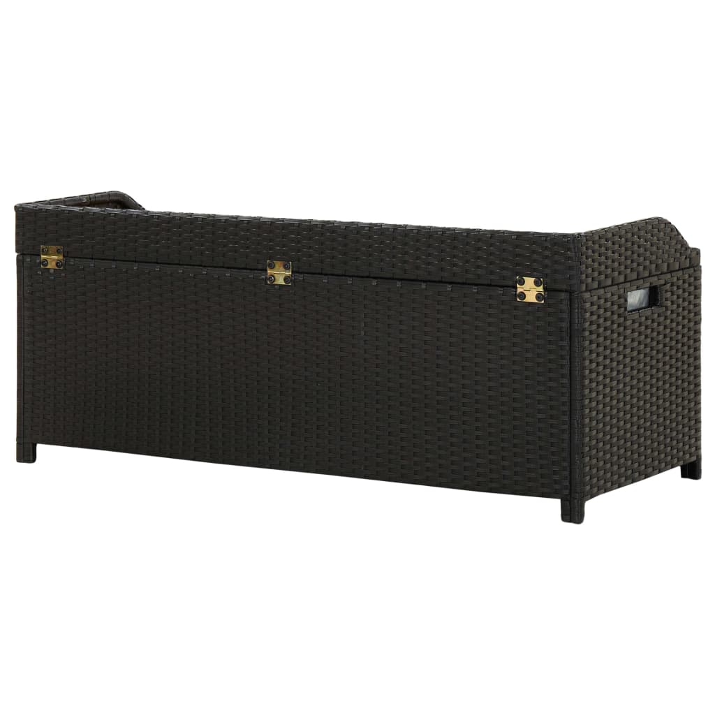 vidaXL Patio Storage Bench 47.2" Poly Rattan Black