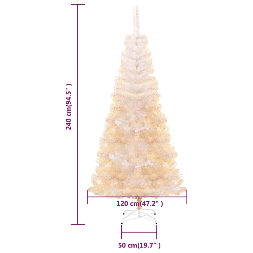 vidaXL Artificial Christmas Tree with Iridescent Tips White 8 ft PVC