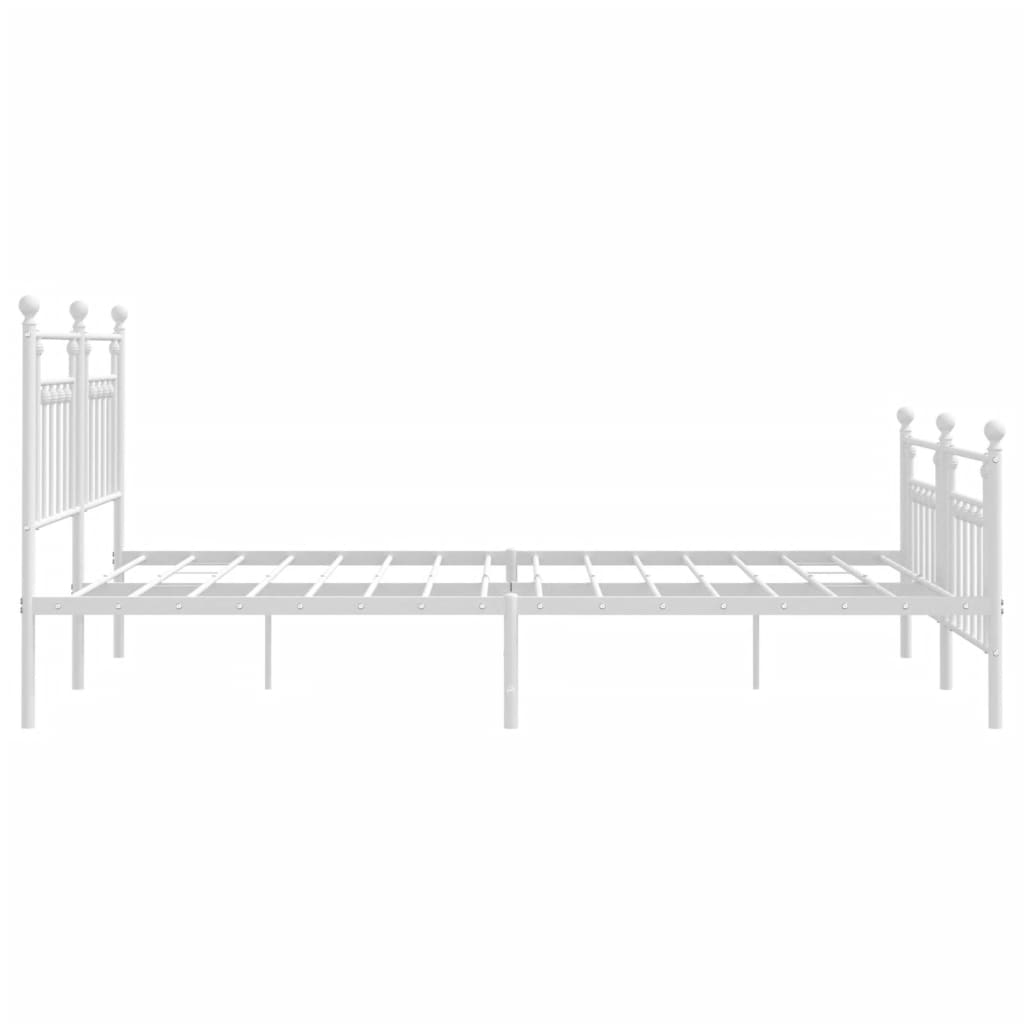 vidaXL Metal Bed Frame without Mattress with Footboard White 72"x83.9"