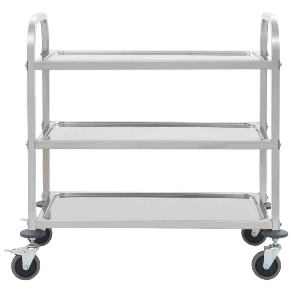 vidaXL 3-Tier Kitchen Trolley 38"x21.7"x35.4" Stainless Steel