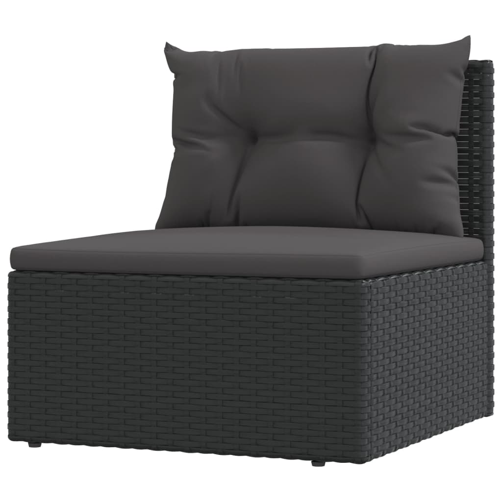 vidaXL 9 Piece Patio Lounge Set with Cushions Black Poly Rattan