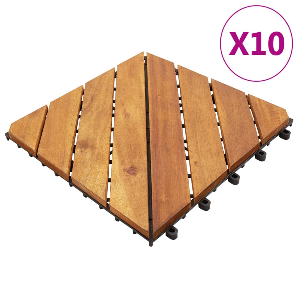 vidaXL Decking Tiles 10 pcs 11.8"x11.8" Solid Acacia Wood