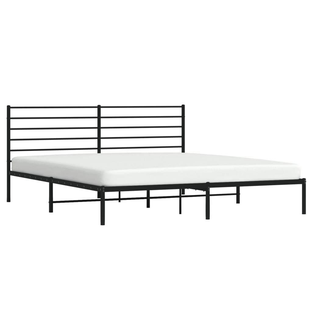 vidaXL Metal Bed Frame without Mattress with Headboard Black 72"x83.9"