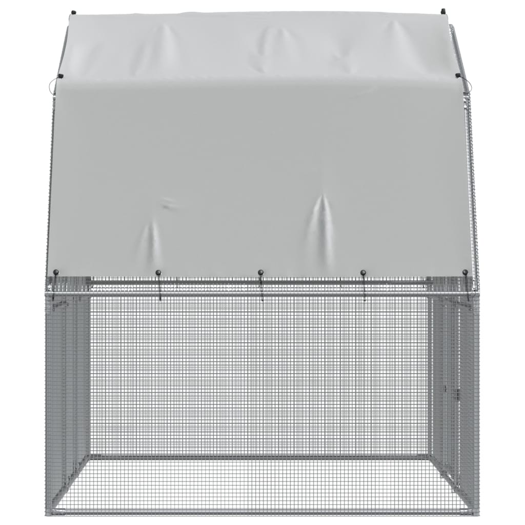 vidaXL Chicken Cage with Roof and Door Silver Galvanized Steel