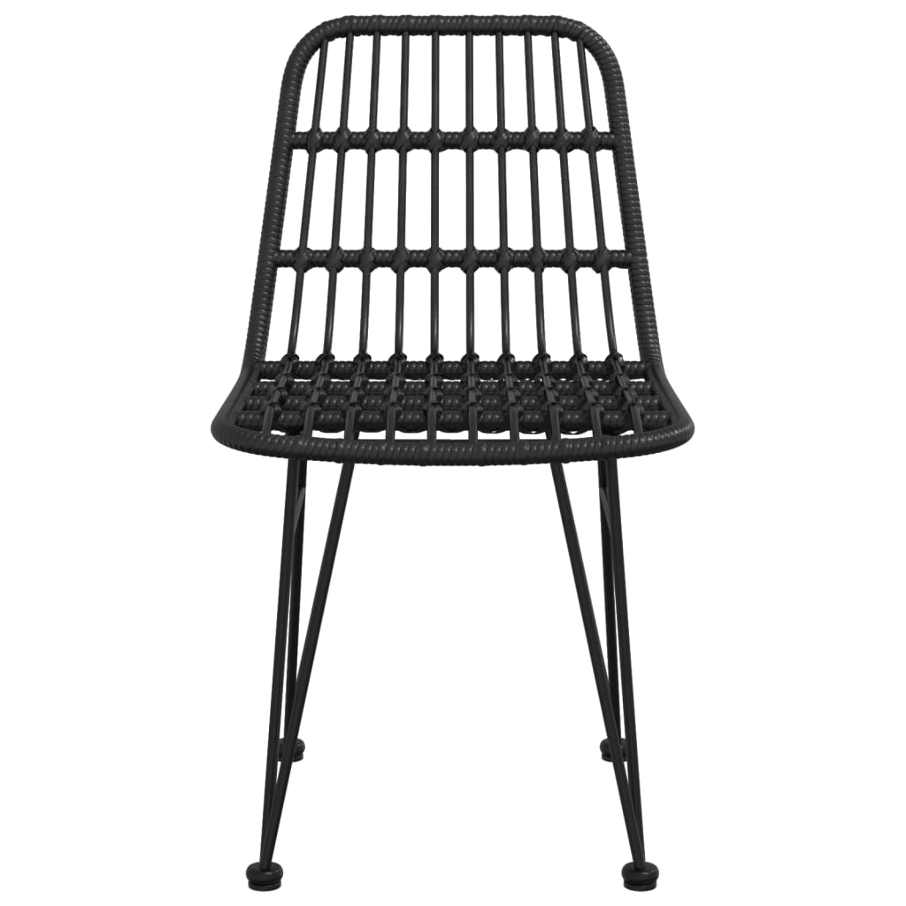 vidaXL Patio Chairs 2 pcs Black 18.9"x24.4"x33.1" PE Rattan