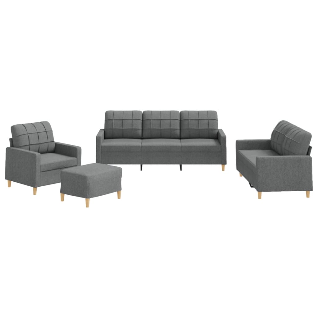 vidaXL 4 Piece Sofa Set with Cushions Dark Gray Fabric