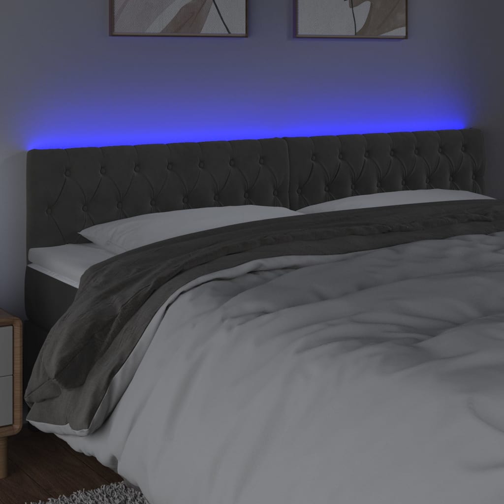 vidaXL LED Headboard Dark Gray 70.9"x2.8"x30.7"/34.6" Velvet