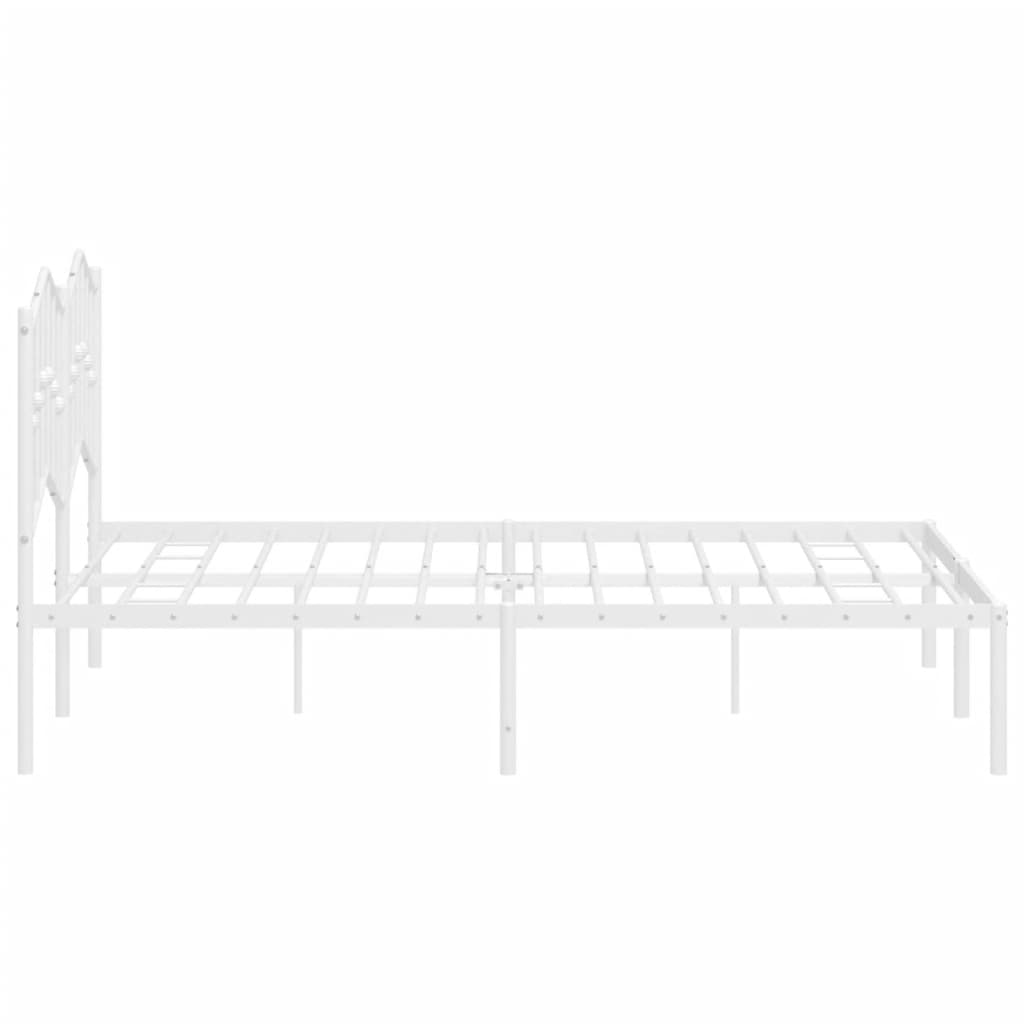 vidaXL Metal Bed Frame without Mattress with Headboard White 59.1"x78.7"