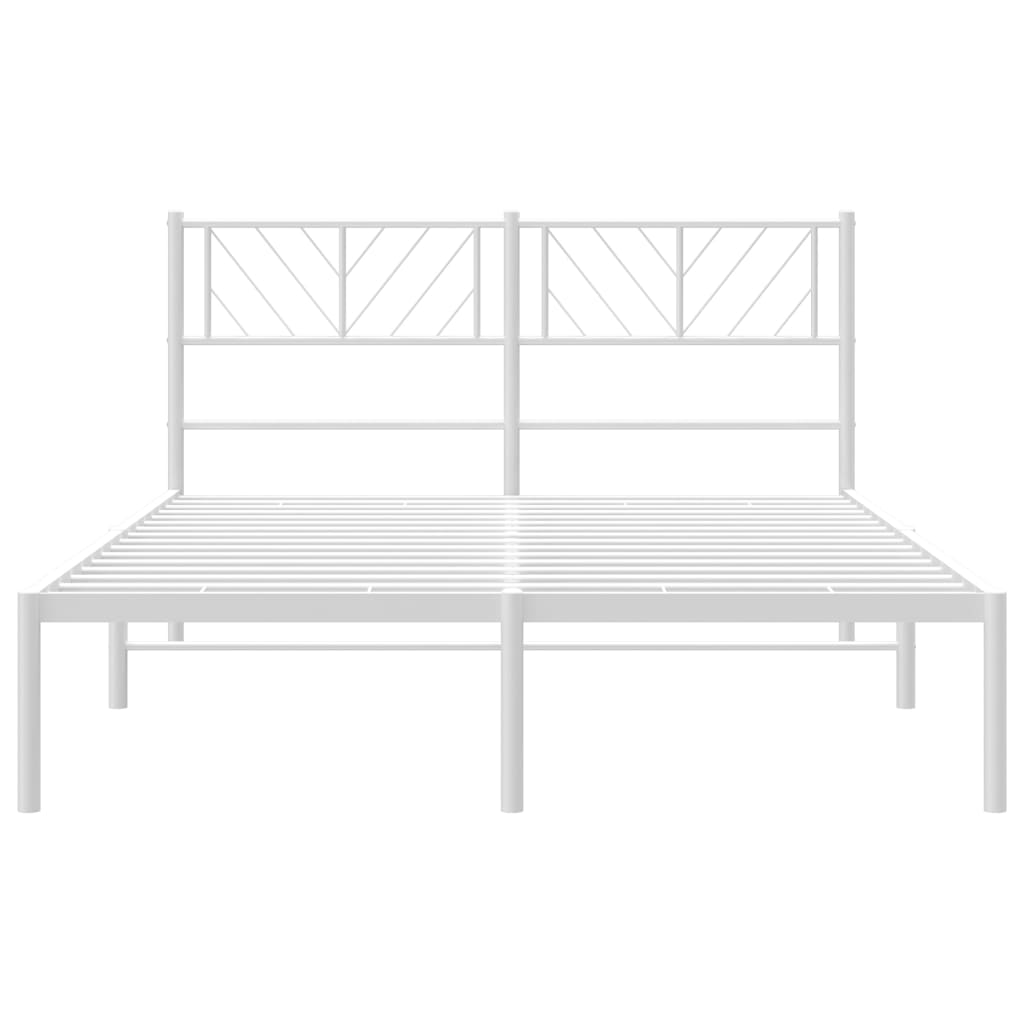 vidaXL Metal Bed Frame without Mattress with Headboard White 59.1"x78.7"