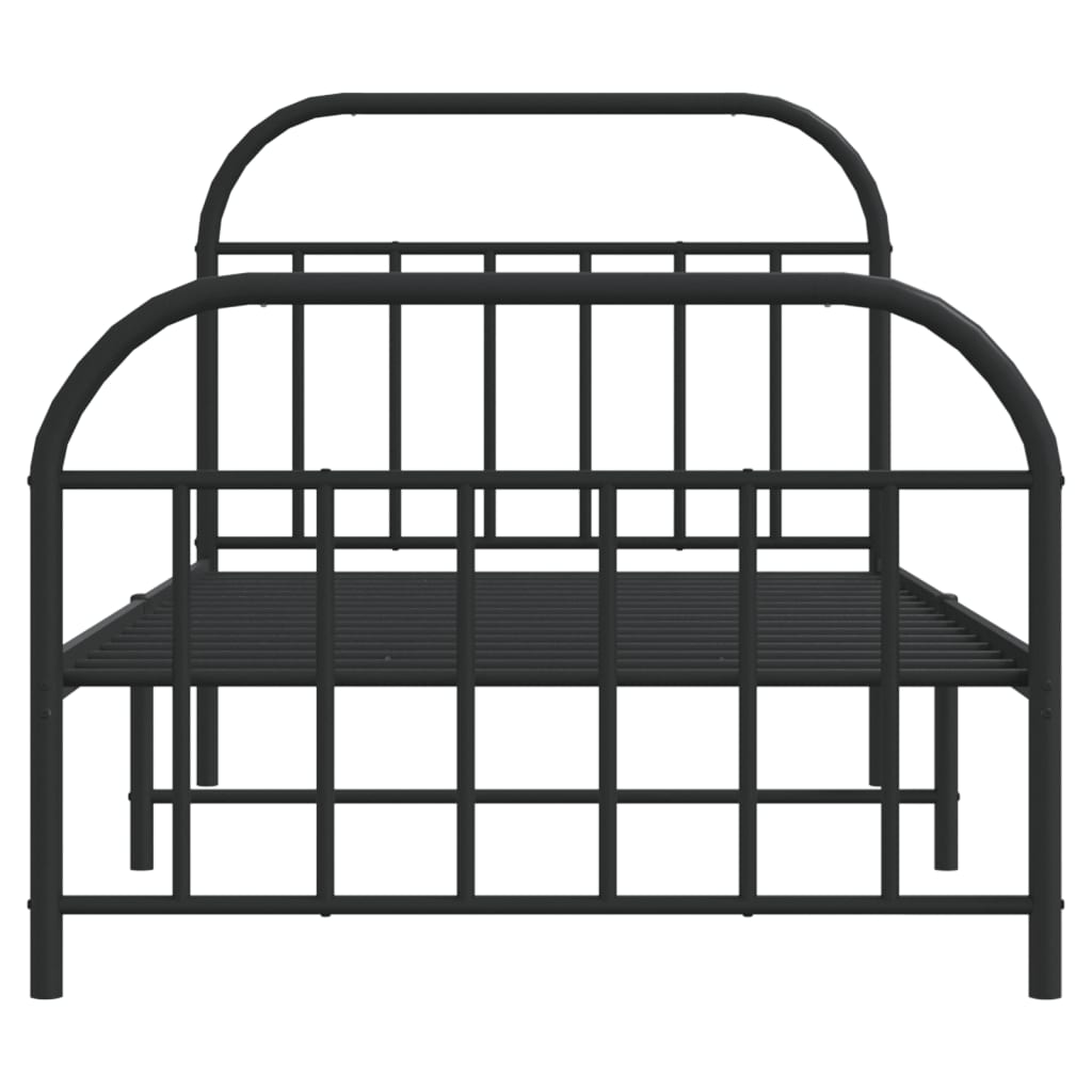 vidaXL Metal Bed Frame without Mattress with Footboard Black 39.4"x74.8"