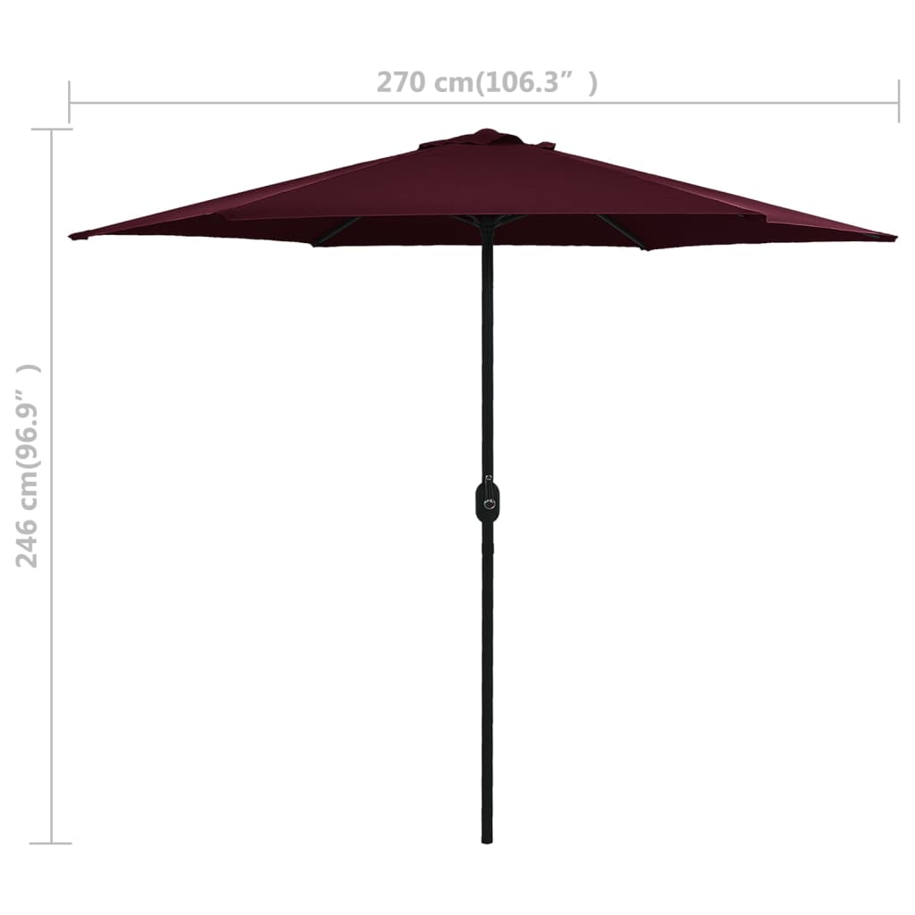 vidaXL Garden Parasol with Aluminum Pole 106.3"x96.9" Bordeaux Red