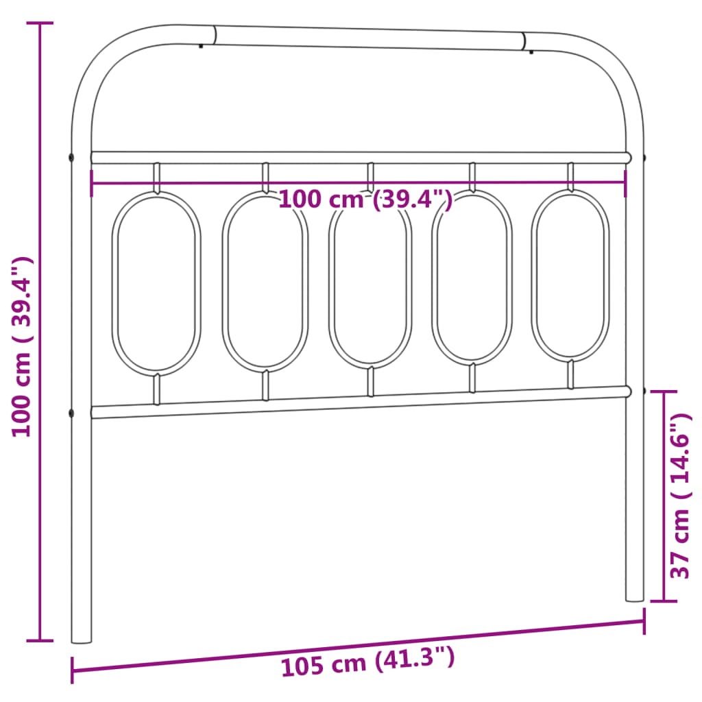 vidaXL Metal Headboard White 39.4"