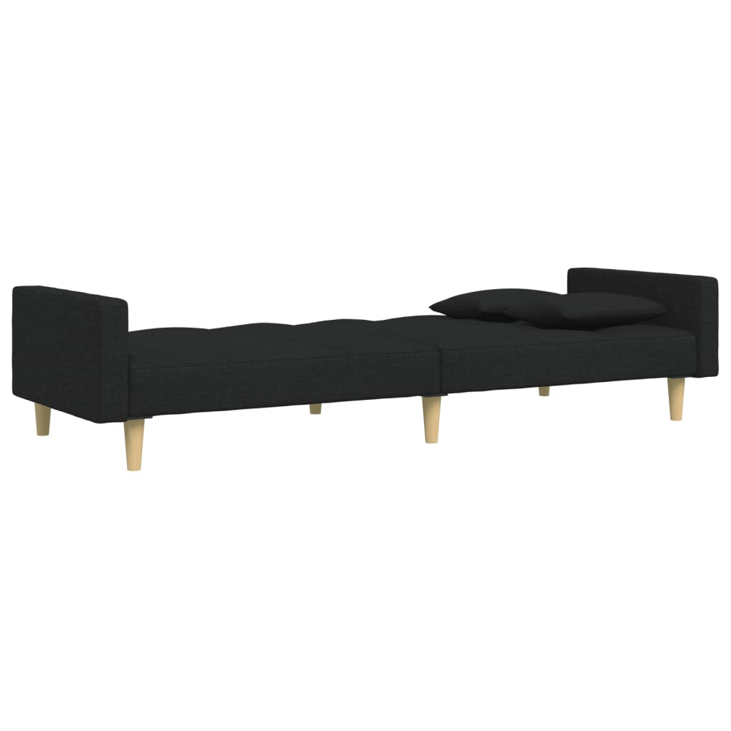 vidaXL 2-Seater Sofa Bed with Footstool Black Fabric