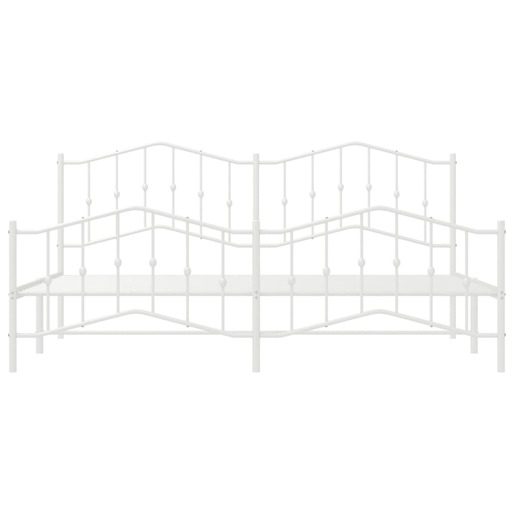 vidaXL Metal Bed Frame without Mattress with Footboard White 76"x79.9"