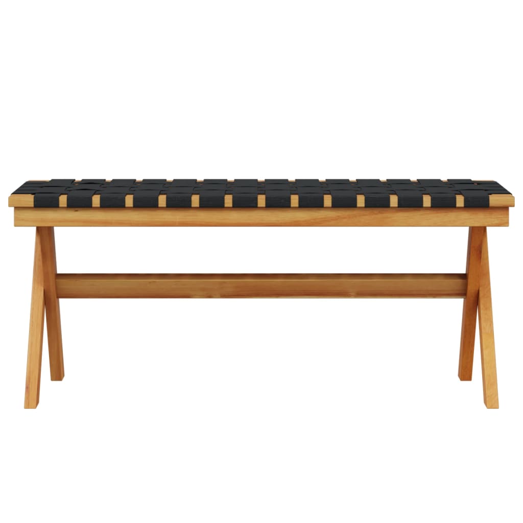 vidaXL Patio Bench Black Solid Wood Acacia and Fabric