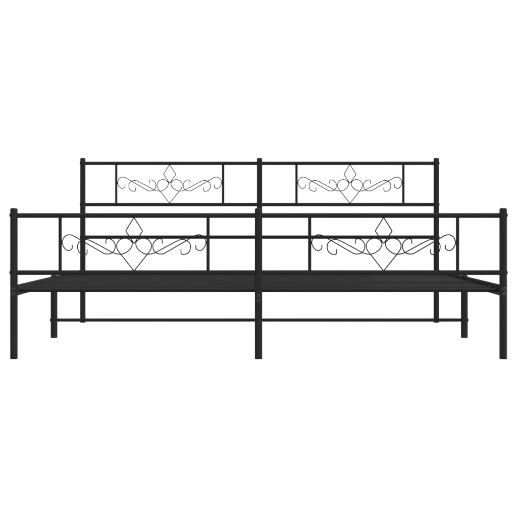 vidaXL Metal Bed Frame without Mattress with Footboard Black 72"x83.9"