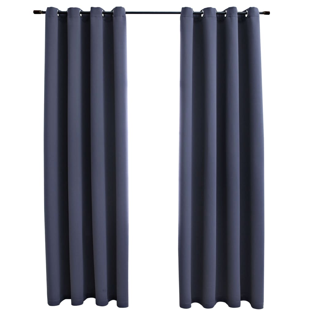 vidaXL Blackout Curtains with Rings 2 pcs Anthracite 54"x84" Fabric