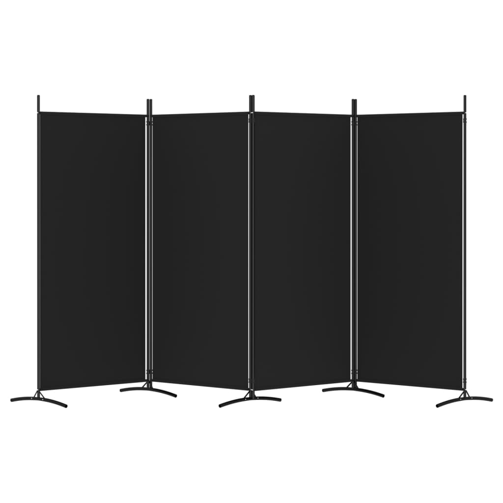 vidaXL 4-Panel Room Divider Black 136.2"x70.9" Fabric