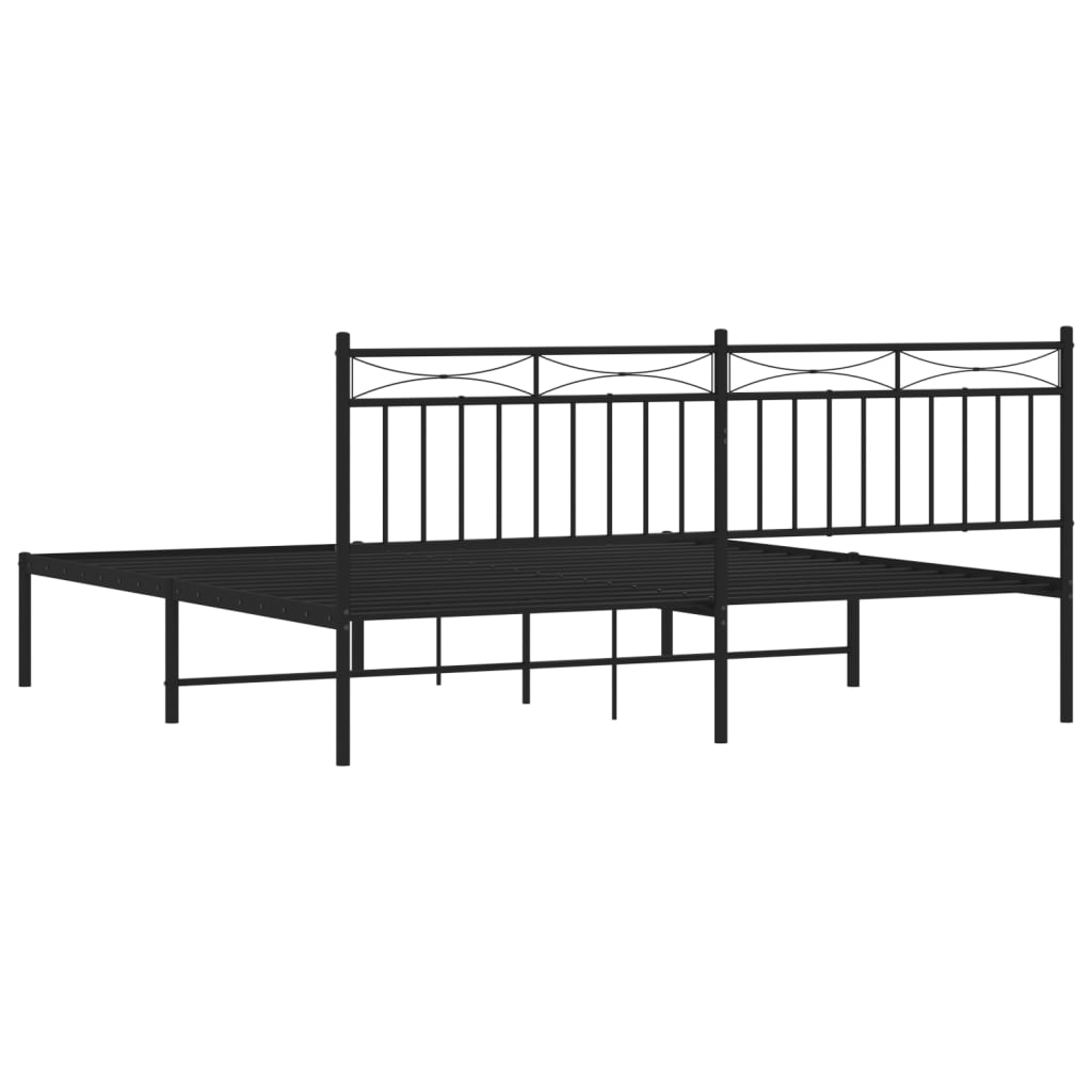 vidaXL Metal Bed Frame without Mattress with Headboard Black 72"x83.9"