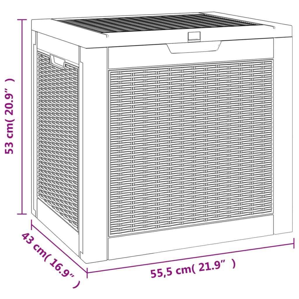 vidaXL Patio Storage Box Black 21.9"x16.9"x20.9" Polypropylene