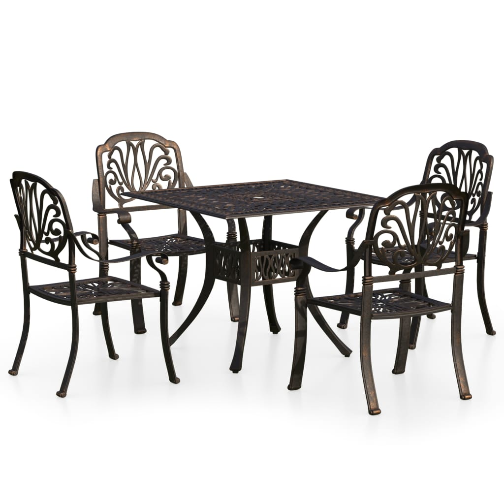 vidaXL 5 Piece Bistro Set Cast Aluminum Bronze