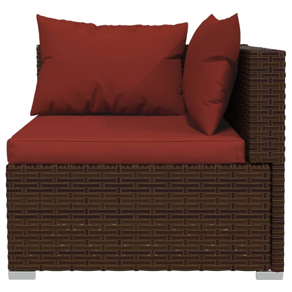 vidaXL 11 Piece Patio Lounge Set with Cushions Poly Rattan Brown