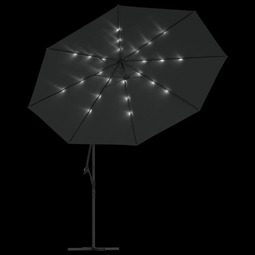 vidaXL Cantilever Garden Parasol with LED Lights and Metal Pole 137.8" Anthracite