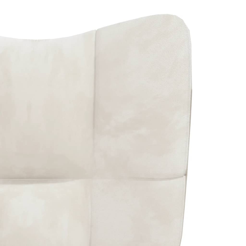 vidaXL Relaxing Chair with a Stool Cream White Velvet