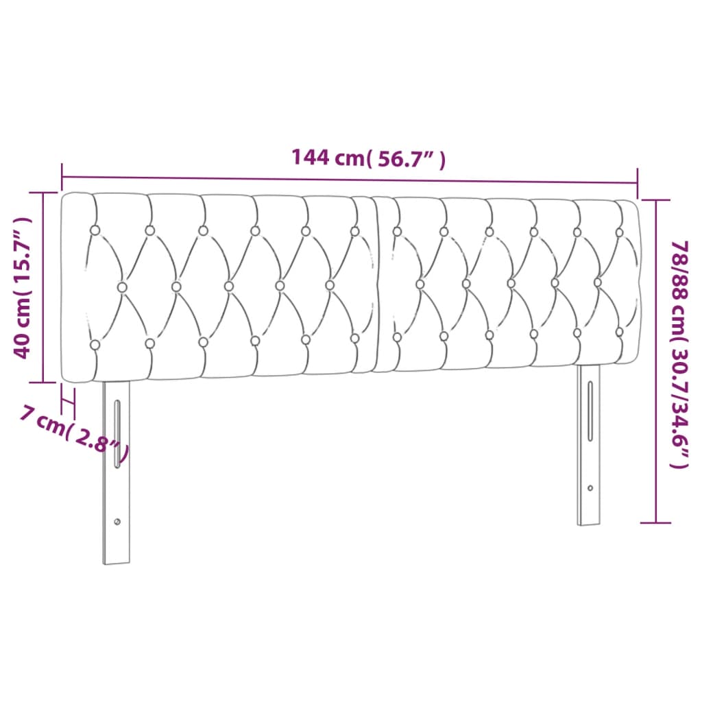 vidaXL LED Headboard Dark Gray 56.7"x2.8"x30.7"/34.6" Fabric