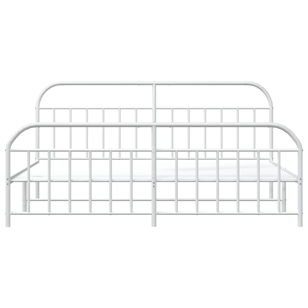 vidaXL Metal Bed Frame without Mattress with Footboard White 76"x79.9"