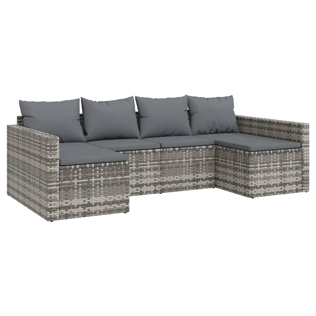 vidaXL 2 Piece Patio Lounge Set with Cushions Gray Poly Rattan