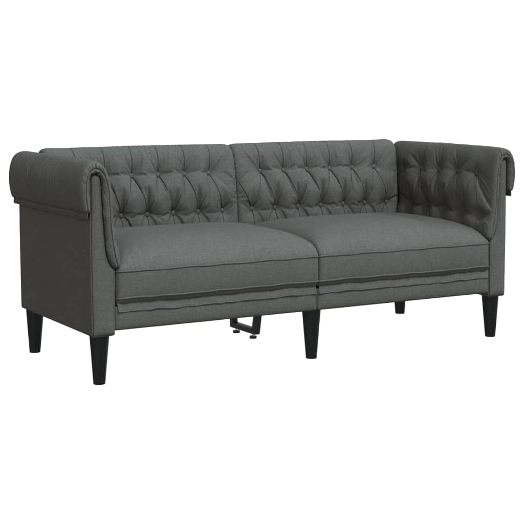 vidaXL Chesterfield Sofa 2-Seater Dark Gray Fabric