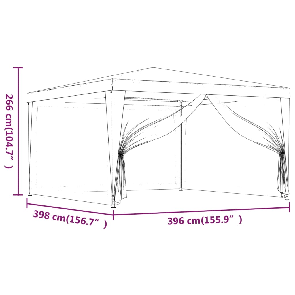 vidaXL Party Tent with 4 Mesh Sidewalls Red 13.1'x13.1' HDPE