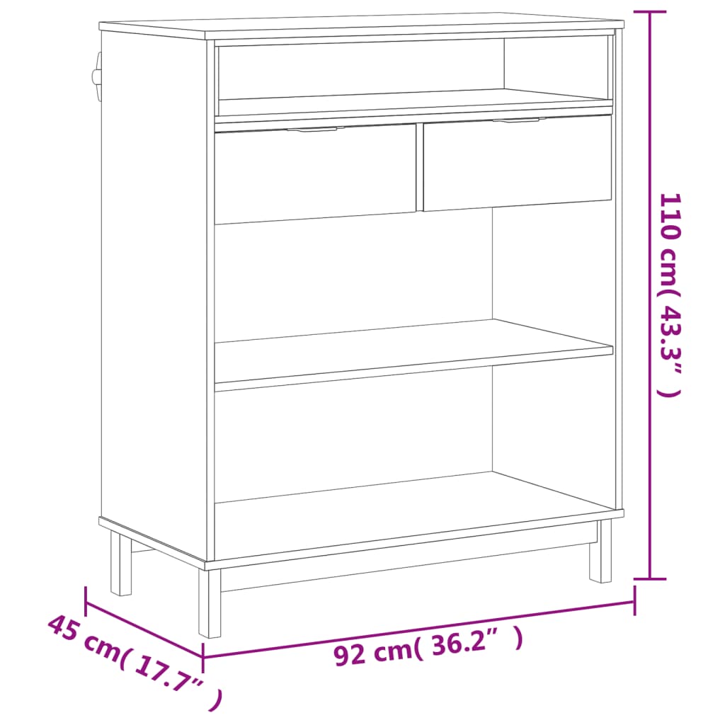 vidaXL Bar Table FLAM 36.2"x17.7"x43.3" Solid Wood Pine