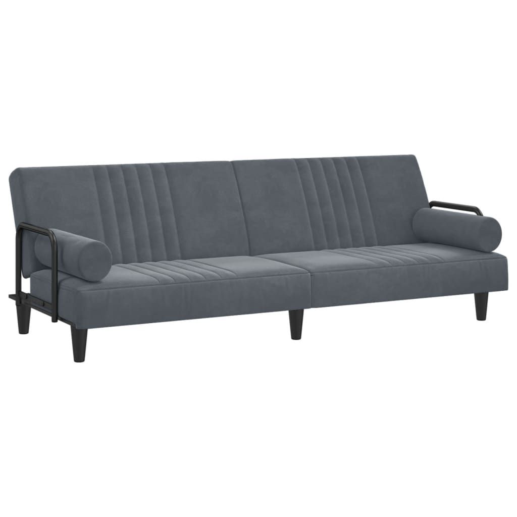 vidaXL Sofa Bed with Armrests Dark Gray Velvet