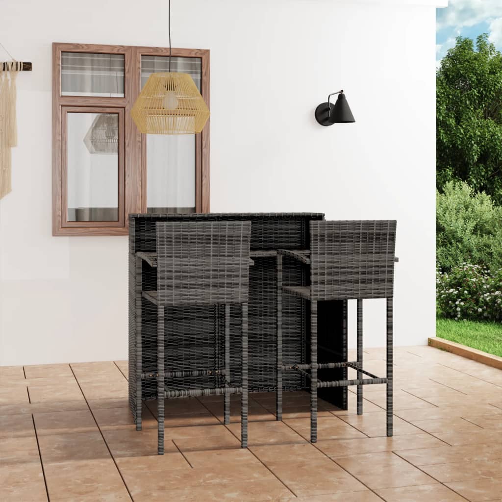 vidaXL 3 Piece Patio Bar Set Gray