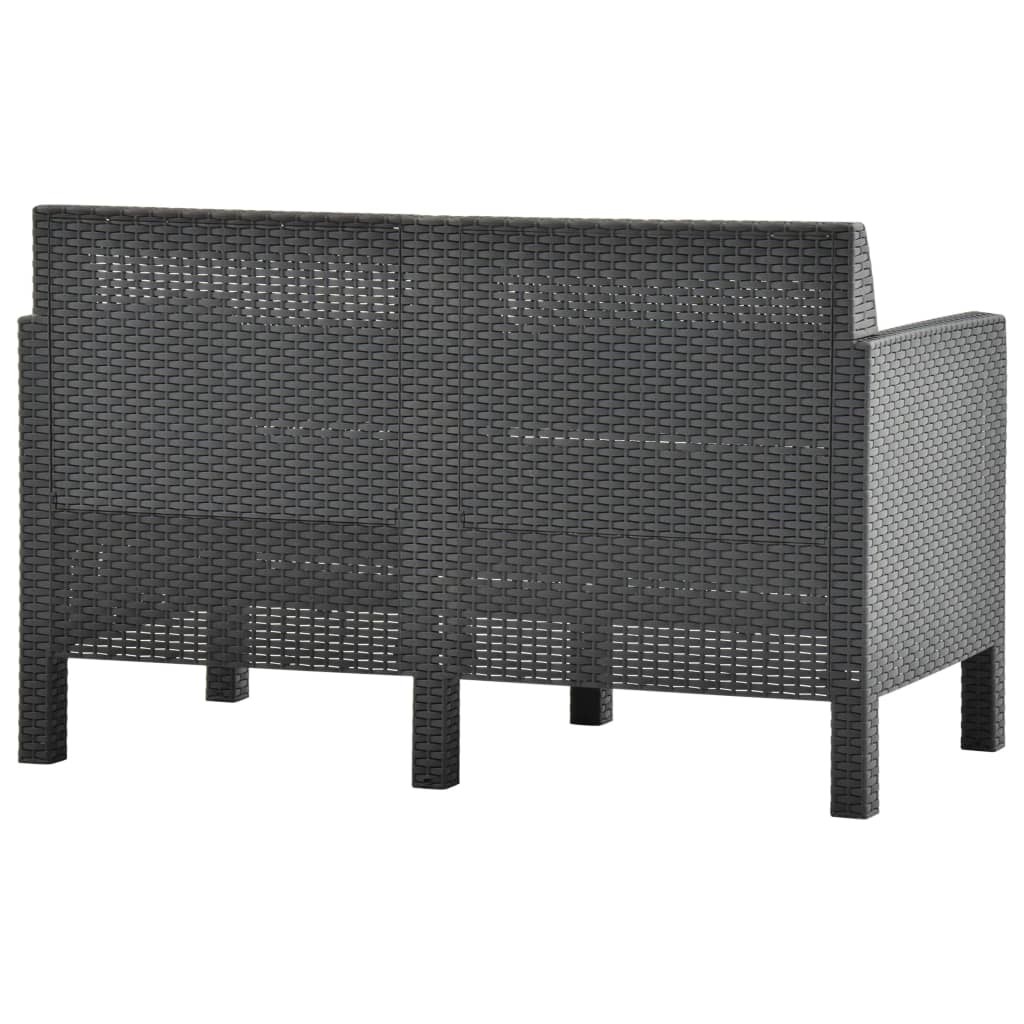 vidaXL 2 Piece Patio Lounge Set with Cushions PP Rattan Anthracite