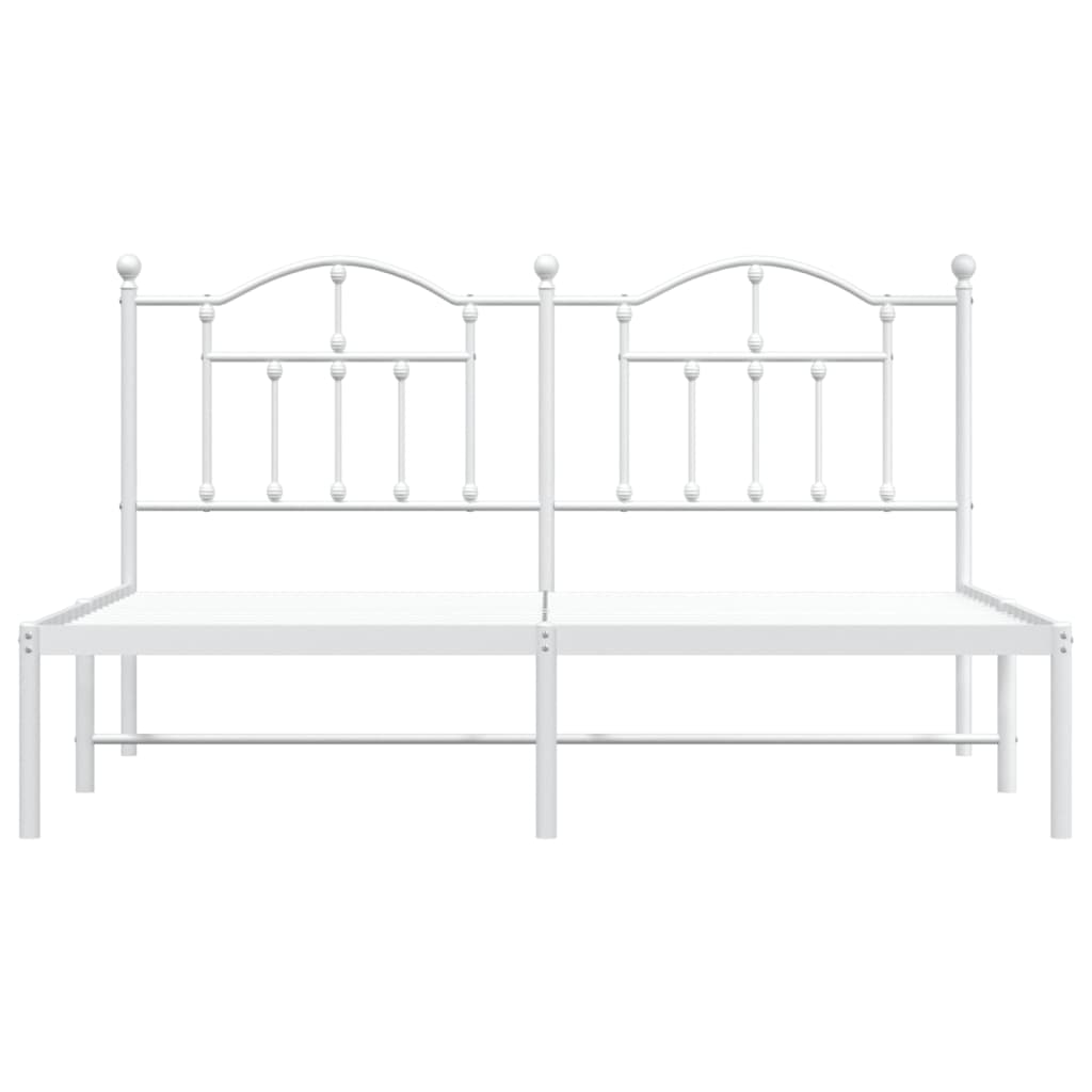 vidaXL Metal Bed Frame without Mattress with Headboard White 72"x83.9"