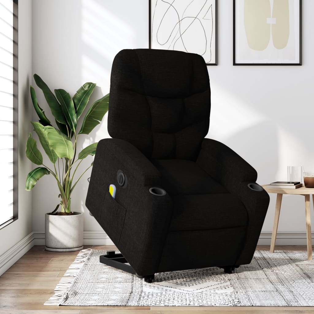 vidaXL Electric Stand up Massage Recliner Chair Black Fabric