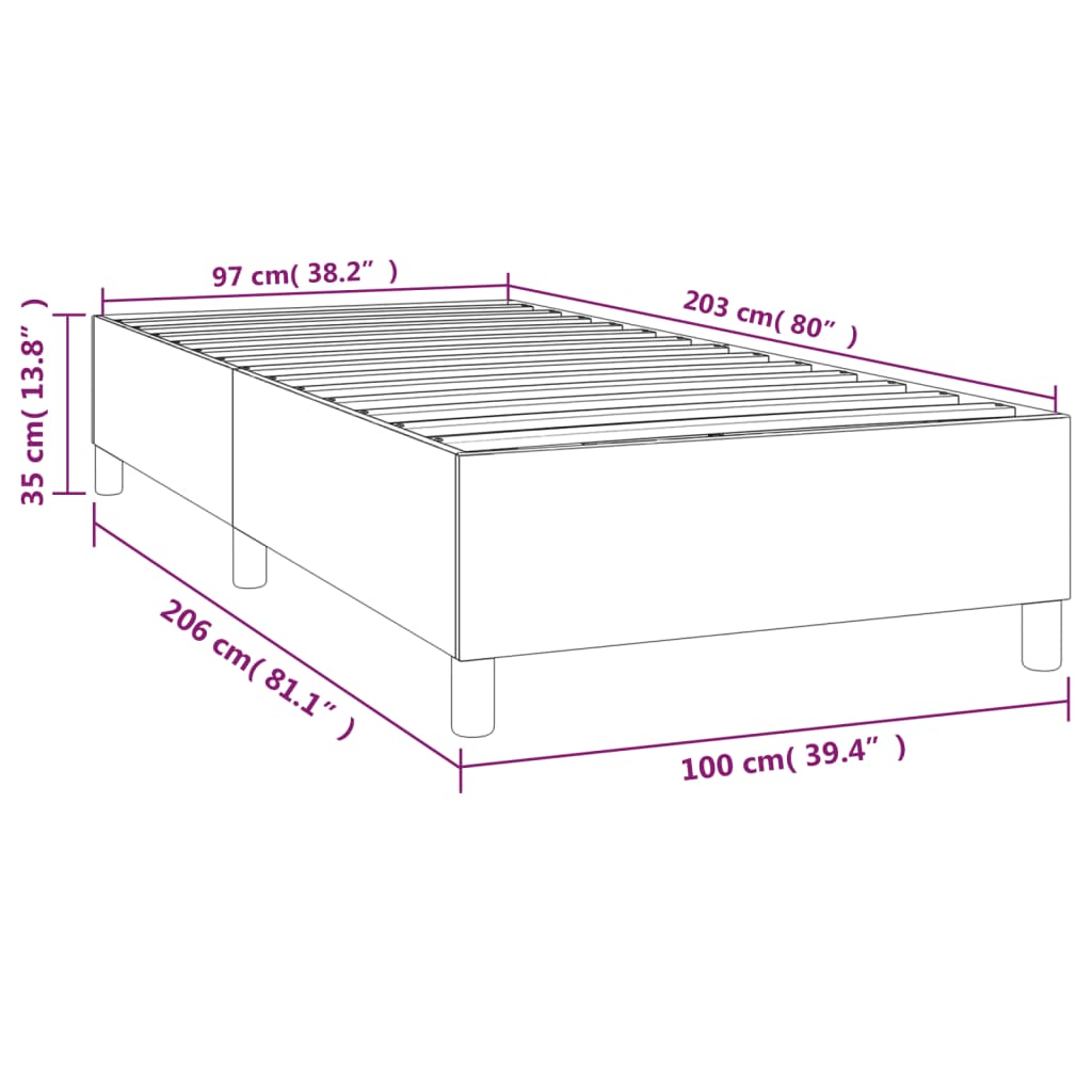 vidaXL Bed Frame White 39.4"x79.9" Twin XL Faux Leather