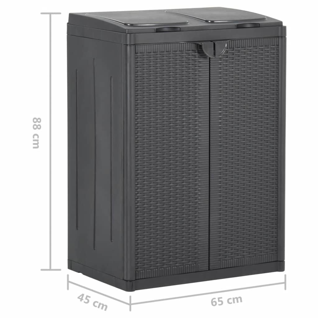 vidaXL Trash Bin with 2 Doors Black 25.6"x17.7"x34.6" PP