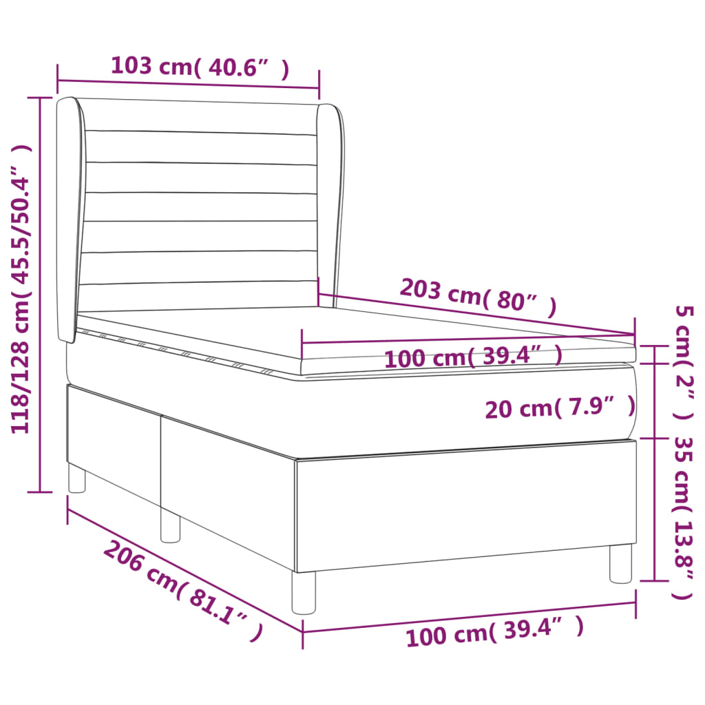 vidaXL Box Spring Bed with Mattress Dark Gray Twin XL Fabric