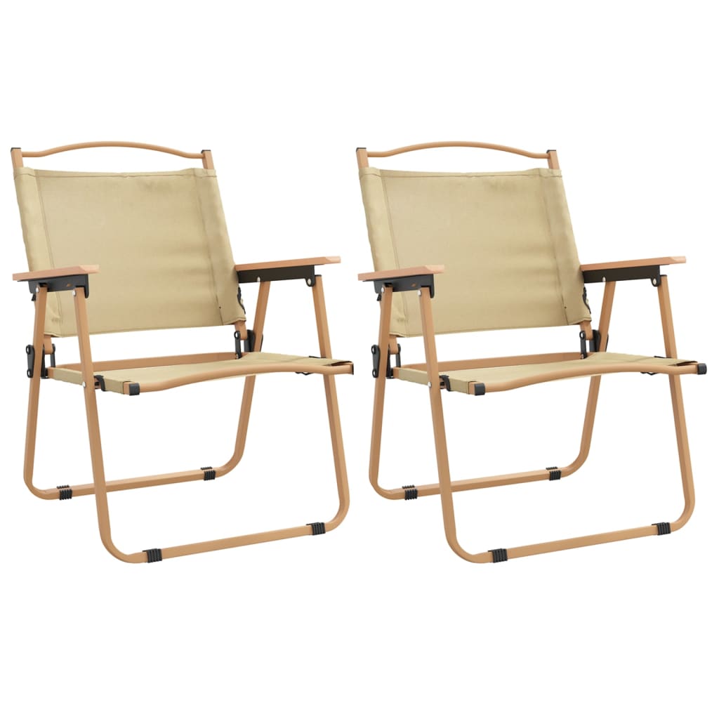 vidaXL Camping Chairs 2 pcs Beige 21.3"x21.7"x30.7" Oxford Fabric